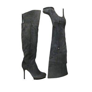BCBGMAXAZARIA Valerie Over the Knee Grey Suede Platform Boots Retail $450